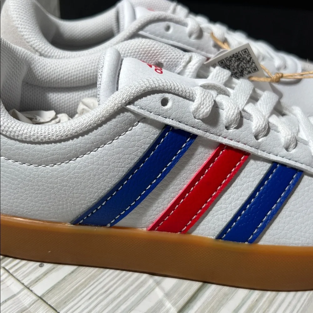 Adidas VL Court 3.0 low top Shoes sneakers white blue red stripes little kid 12K